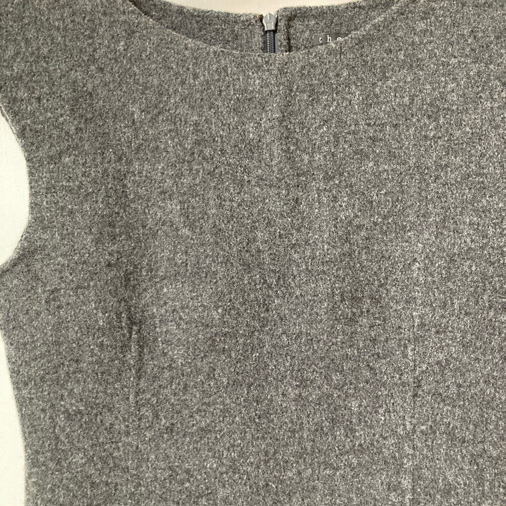 Theory | Classic Wool Blrnd Sleeveless Sheath Dress in Dark Gray - Picture 4 of 9